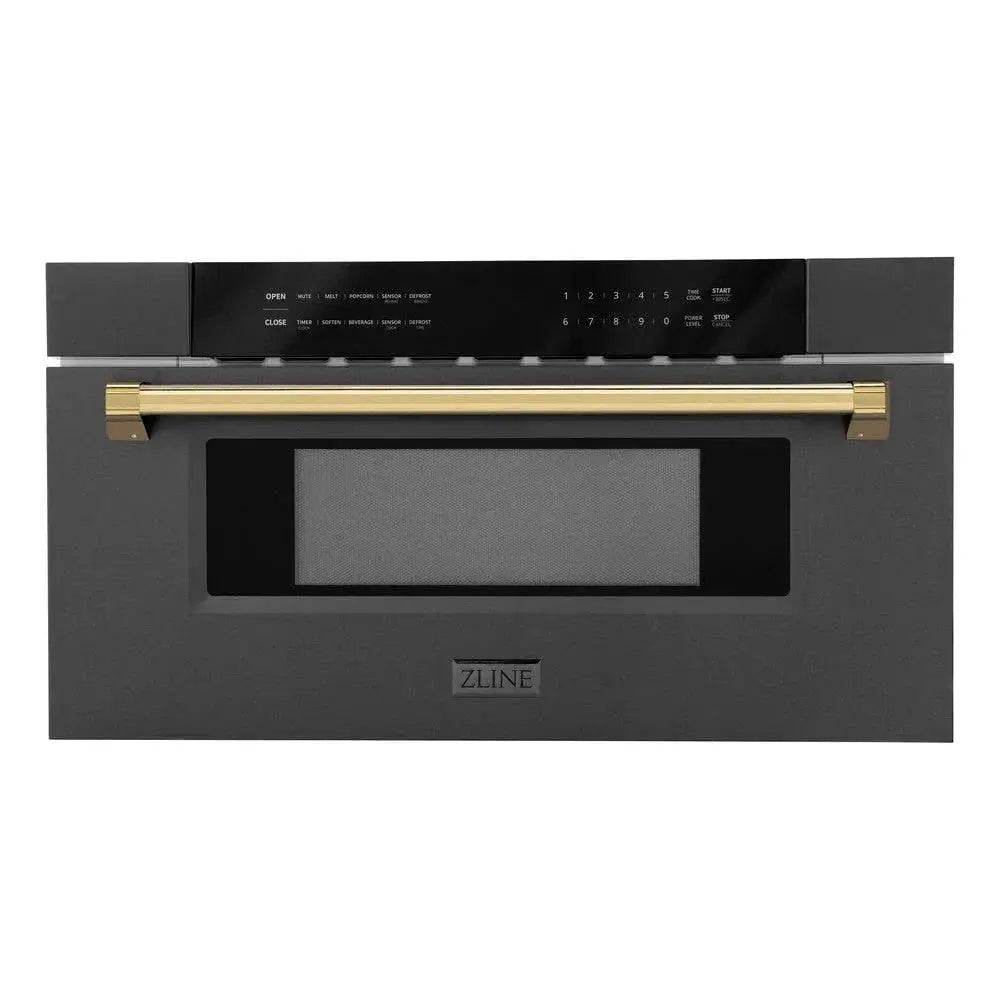 ZLINE 30" Microwave Drawer, Black Stainless, Gold MWDZ-30-BS-G by Farmhouse Kitchen and Bath