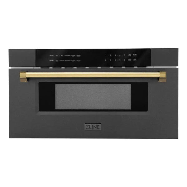 ZLINE 30" Microwave Drawer, Black Stainless, Gold MWDZ-30-BS-G