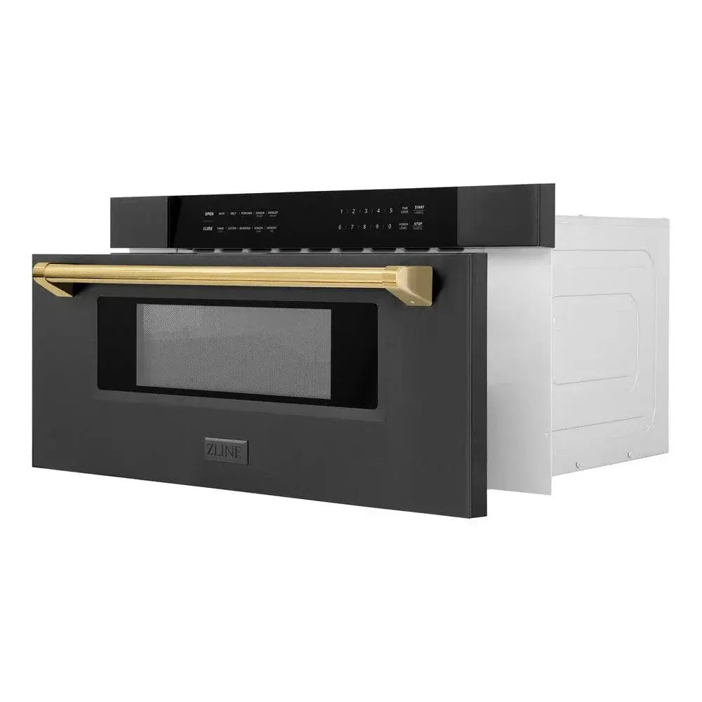 ZLINE 30" Microwave Drawer, Black Stainless, Gold MWDZ-30-BS-G by Farmhouse Kitchen and Bath