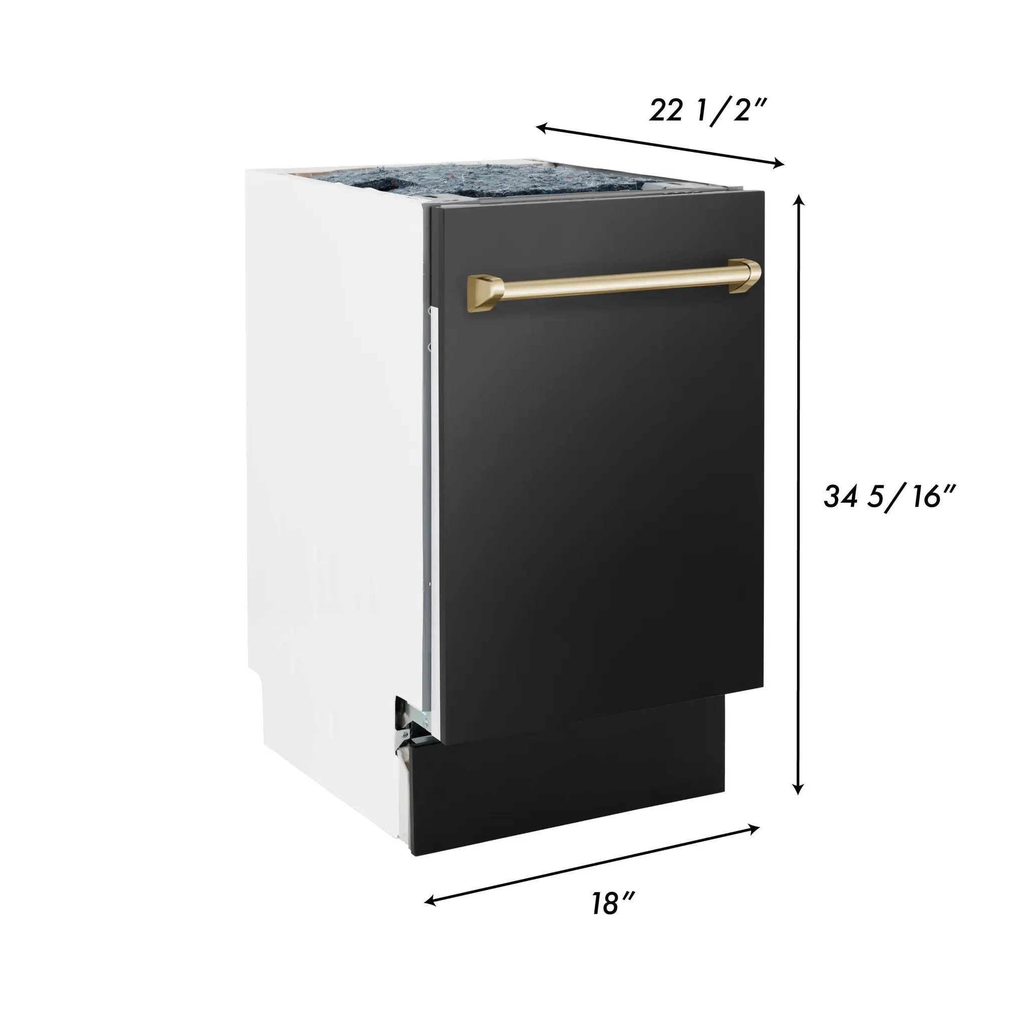 ZLINE Autograph 18" Dishwasher Black Stainless, DWVZ-BS-18-G by Farmhouse Kitchen and Bath
