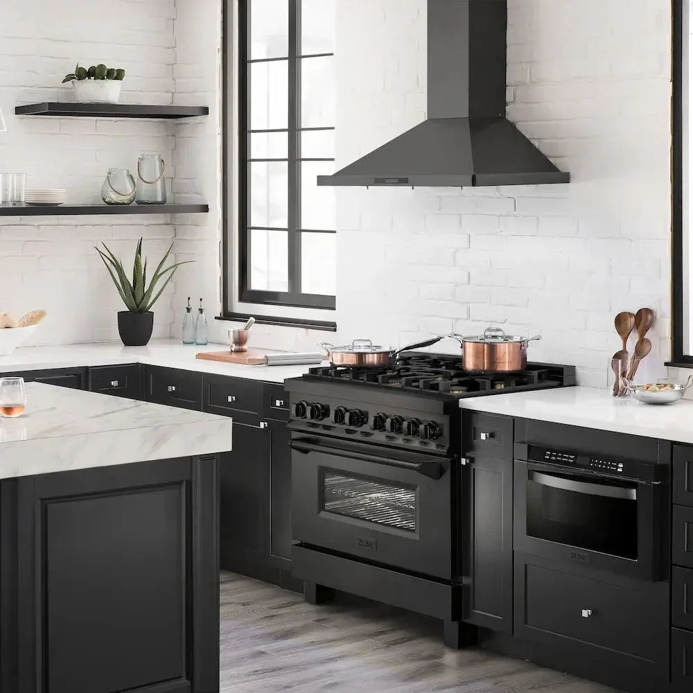 ZLINE 36 " Kitchen Package Range , Range Hood , Microwave , Dishwasher , 4KP-RABRH36-MWDW by Farmhouse Kitchen and Bath