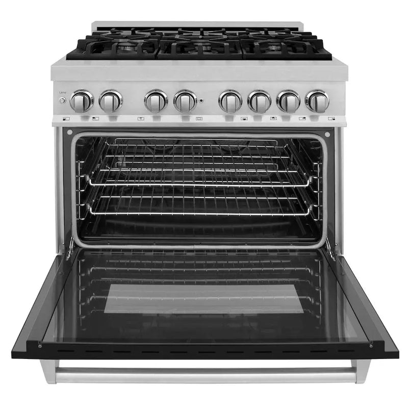 ZLINE 36" Bundle Range RAS-BLM-36 & Range Hood 8654BLM-36, 2KP-RASBLMRH36 by Farmhouse Kitchen and Bath