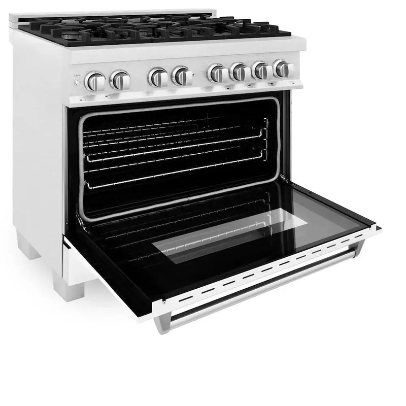 ZLINE 36" Bundle Range RAS-WM-36 & Range Hood 8654WM-36, 2KP-RASWMRH36 by Farmhouse Kitchen and Bath
