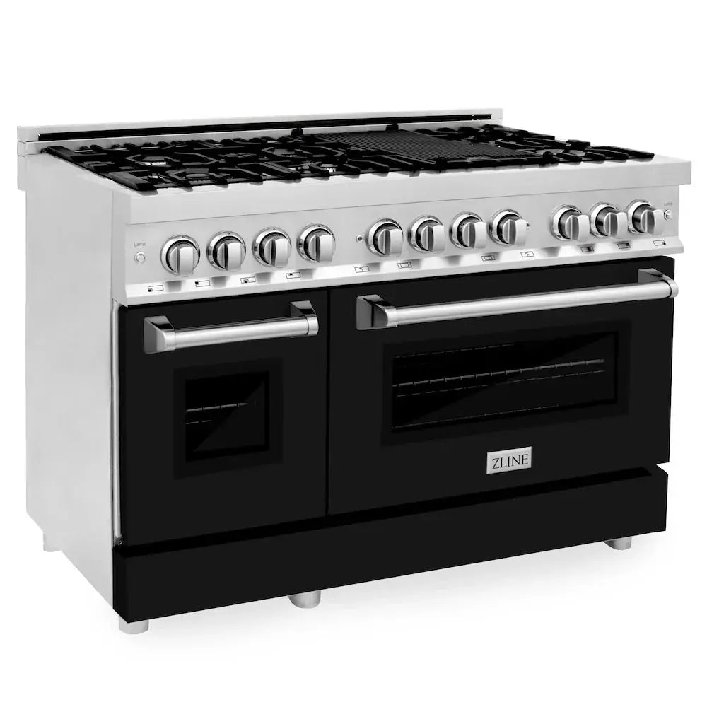ZLINE 48" Bundle Range RA48 & Wall Range Hood KB-48, 2KP-RABLMRH48 by Farmhouse Kitchen and Bath
