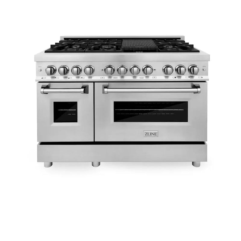ZLINE 48" Bundled Stainless Dual Range, Range Hood, Microwave, 3KP-RARH48-MW by Farmhouse Kitchen and Bath