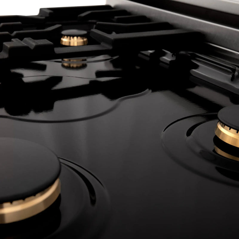 ZLINE 24" Autograph Dual Fuel Range, Stainless, Black accents, RAZ-24-MB by Farmhouse Kitchen and Bath