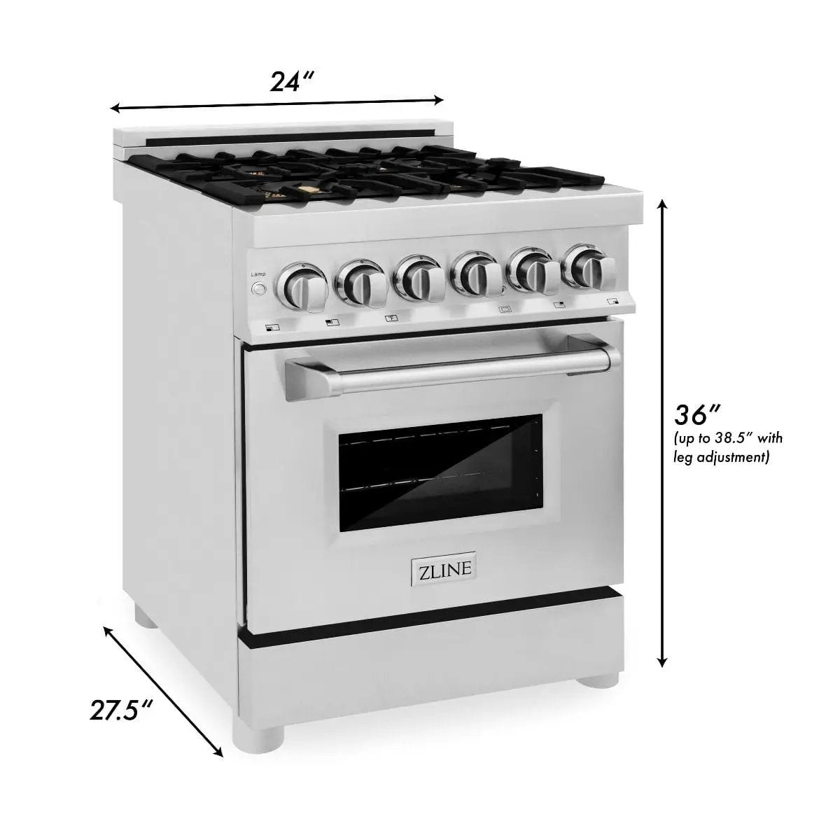 ZLINE 24" Dual Fuel Range, Stainless Steel, Brass Burners, RA-BR-24 by Farmhouse Kitchen and Bath