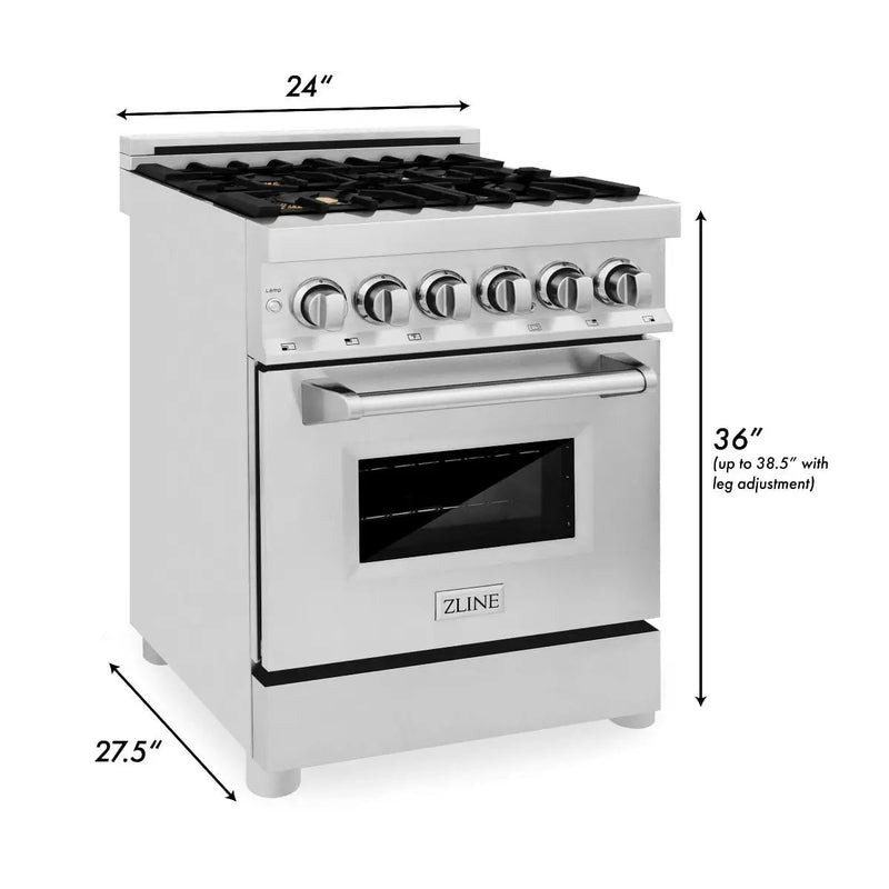 ZLINE 24" Dual Fuel Range, Stainless Steel, Brass Burners, RA-BR-24 by Farmhouse Kitchen and Bath