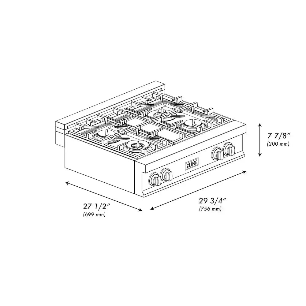ZLINE 30" Bundle Range Top RT30 & Wall Oven AWD-30, 2KP-RTAWD30 by Farmhouse Kitchen and Bath