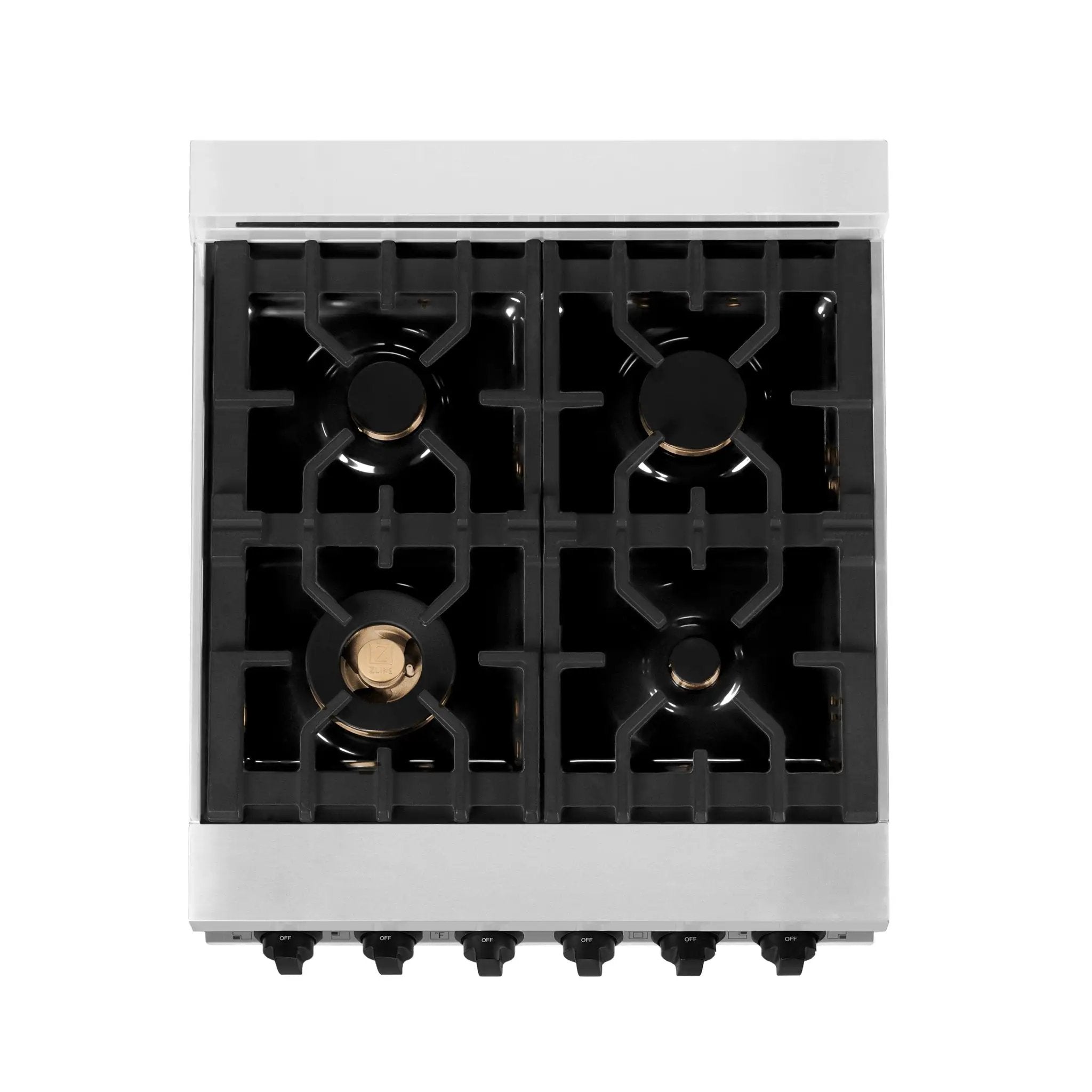 ZLINE 24" Autograph Dual Fuel Range, Stainless, Black accents, RAZ-24-MB by Farmhouse Kitchen and Bath