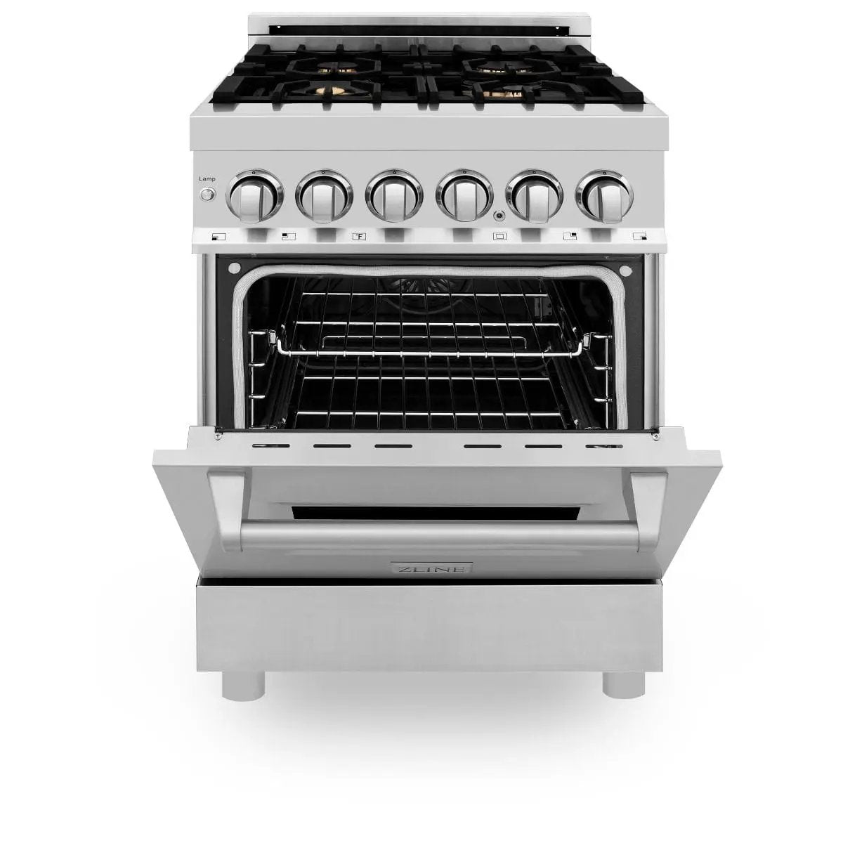 ZLINE 24" Dual Fuel Range, Stainless Steel, Brass Burners, RA-BR-24 by Farmhouse Kitchen and Bath