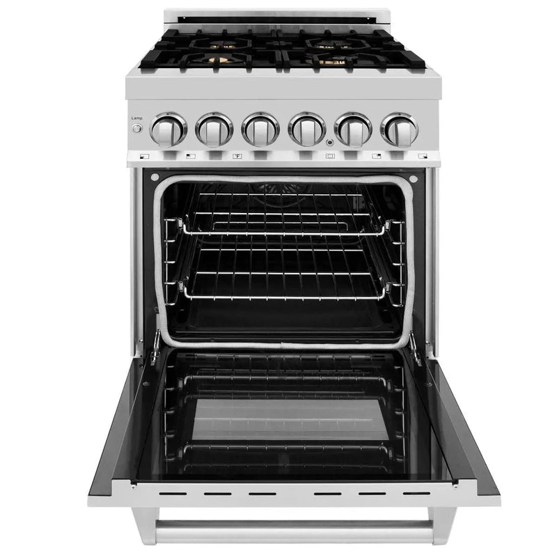 ZLINE 24" Dual Fuel Range, Stainless Steel, Brass Burners, RA-BR-24 by Farmhouse Kitchen and Bath