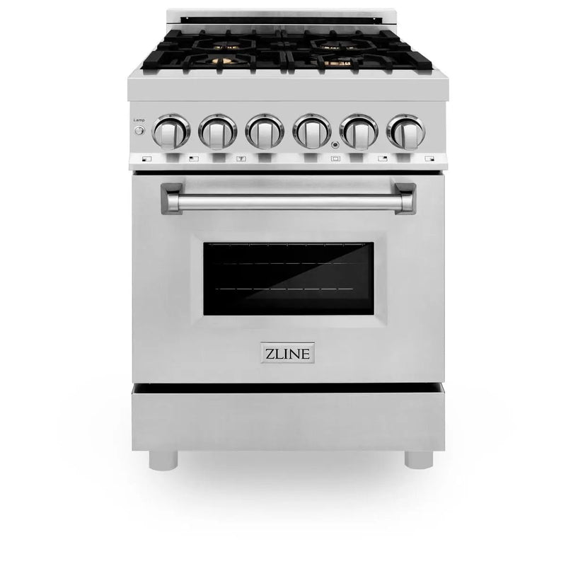 ZLINE 24" Dual Fuel Range, Stainless Steel, Brass Burners, RA-BR-24 by Farmhouse Kitchen and Bath