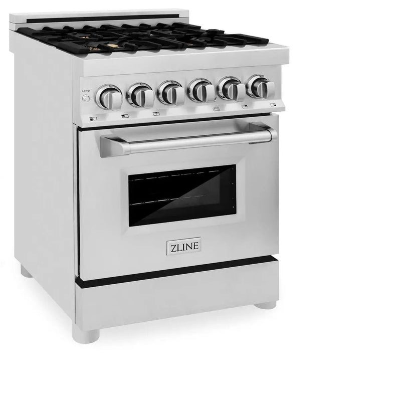 ZLINE 24" Dual Fuel Range, Stainless Steel, Brass Burners, RA-BR-24 by Farmhouse Kitchen and Bath
