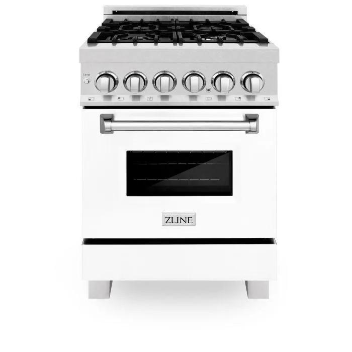 ZLINE 24" Professional Dual Fuel Range, Matte White Door, RA-WM-24 by Farmhouse Kitchen and Bath