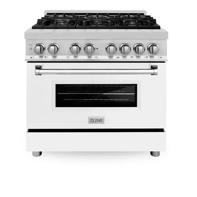 ZLINE 36" Bundle Range RA36 & Range Hood KB-36, 2KP-RAWMRH36 by Farmhouse Kitchen and Bath