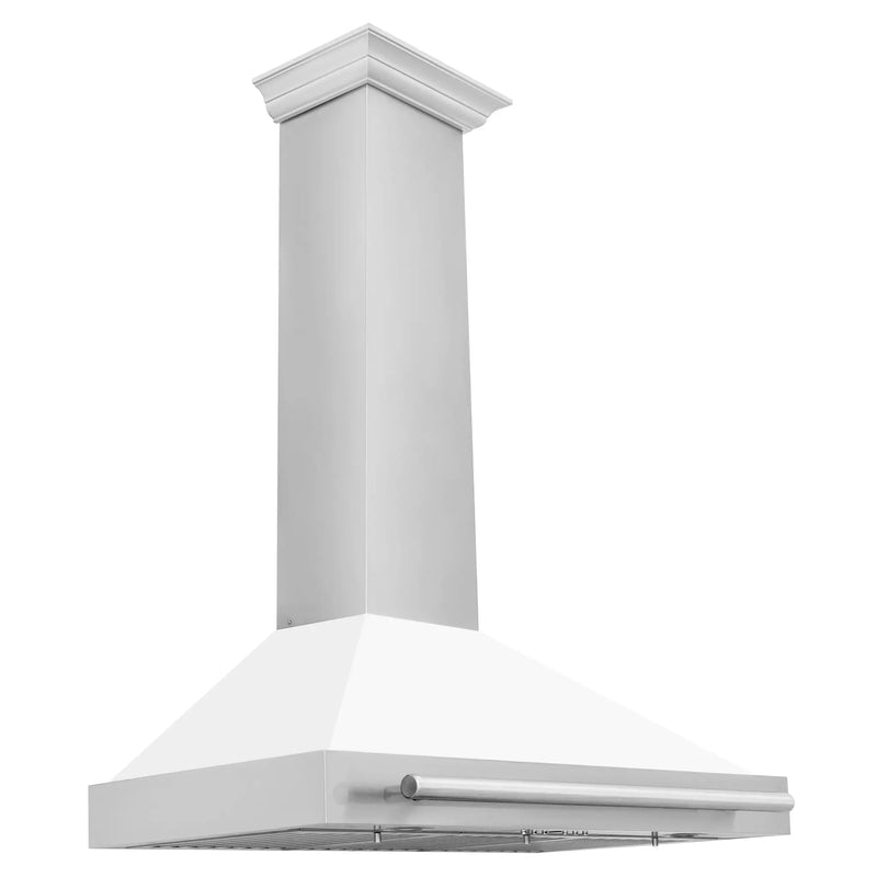 ZLINE 36" Stainless Hood, White Matte, Stainless Handle KB4STX-WM-36 by Farmhouse Kitchen and Bath