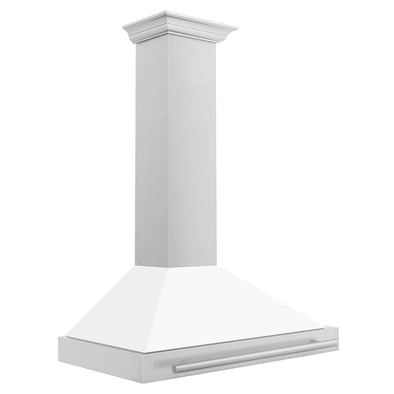 ZLINE 36" Stainless Hood, White Matte, Stainless Handle KB4STX-WM-36 by Farmhouse Kitchen and Bath