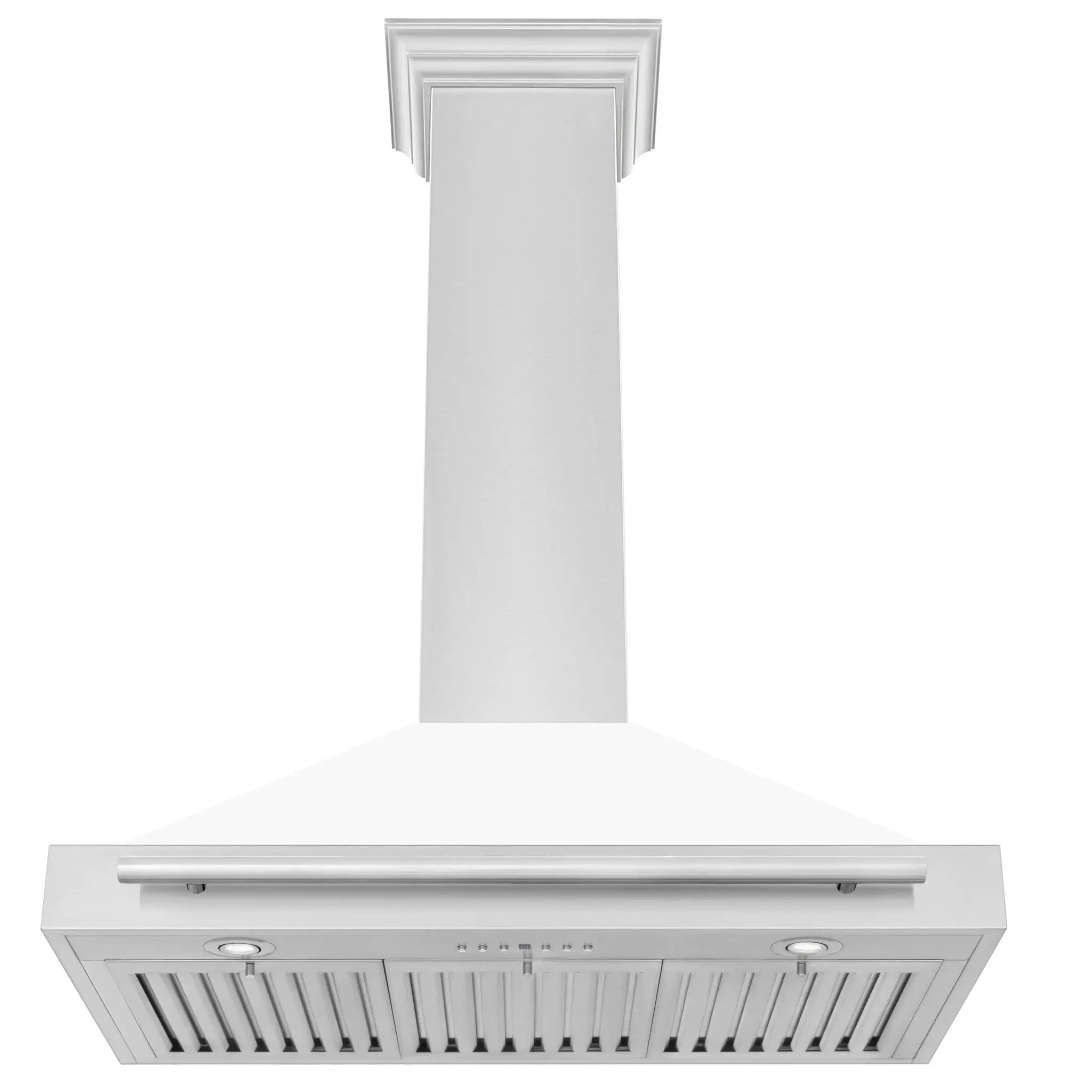 ZLINE 36" Stainless Hood, White Matte, Stainless Handle KB4STX-WM-36 by Farmhouse Kitchen and Bath