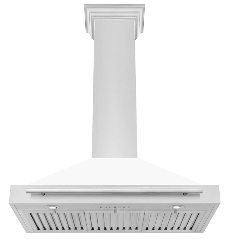 ZLINE 36" Stainless Hood, White Matte, Stainless Handle KB4STX-WM-36 by Farmhouse Kitchen and Bath
