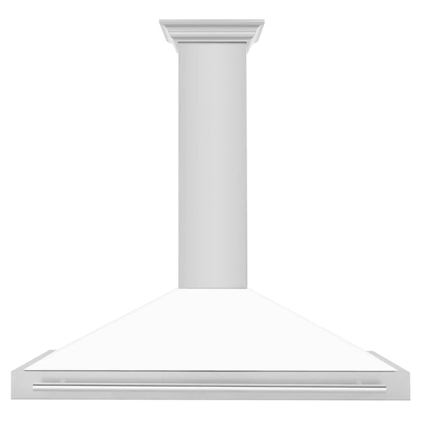 ZLINE 48" Stainless Hood, White Matte, Stainless Handle KB4STX-WM-48
