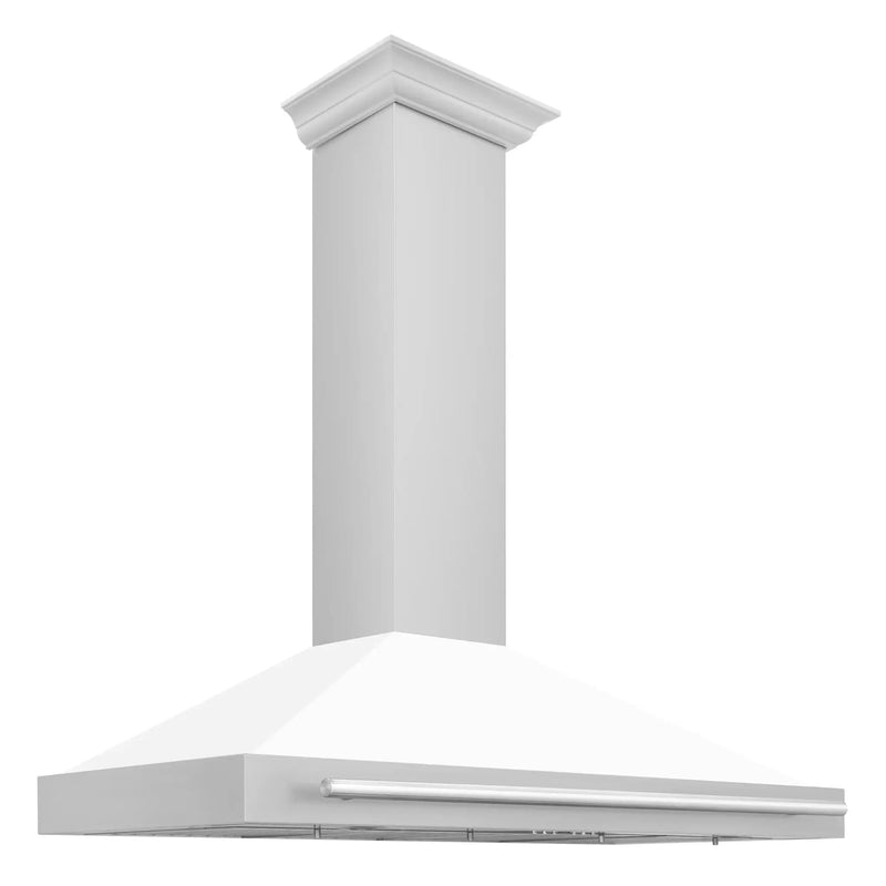 ZLINE 48" Stainless Hood, White Matte, Stainless Handle KB4STX-WM-48 by Farmhouse Kitchen and Bath