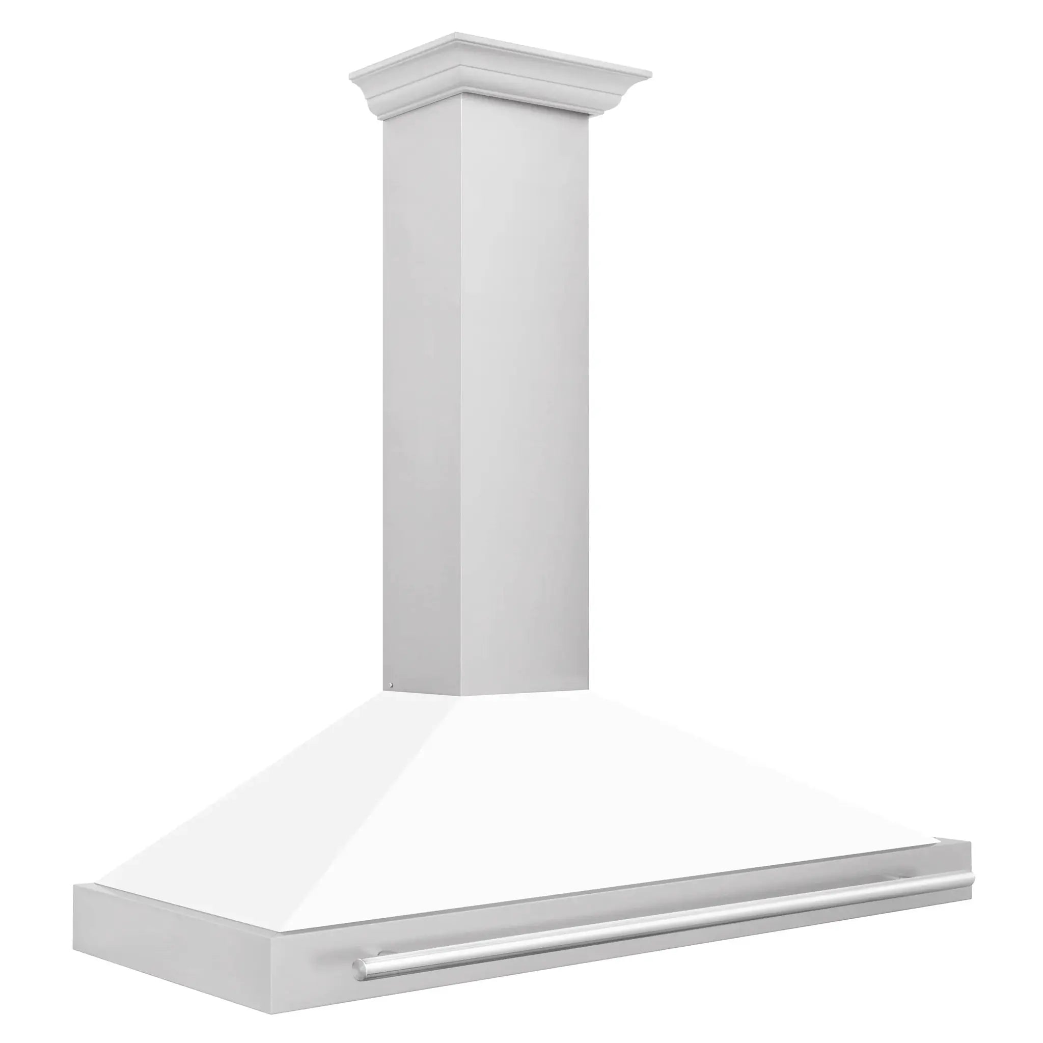 ZLINE 48" Stainless Hood, White Matte, Stainless Handle KB4STX-WM-48 by Farmhouse Kitchen and Bath