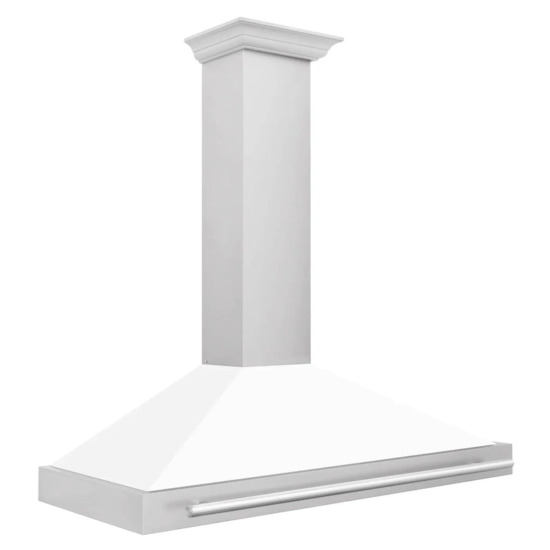 ZLINE 48" Stainless Hood, White Matte, Stainless Handle KB4STX-WM-48 by Farmhouse Kitchen and Bath
