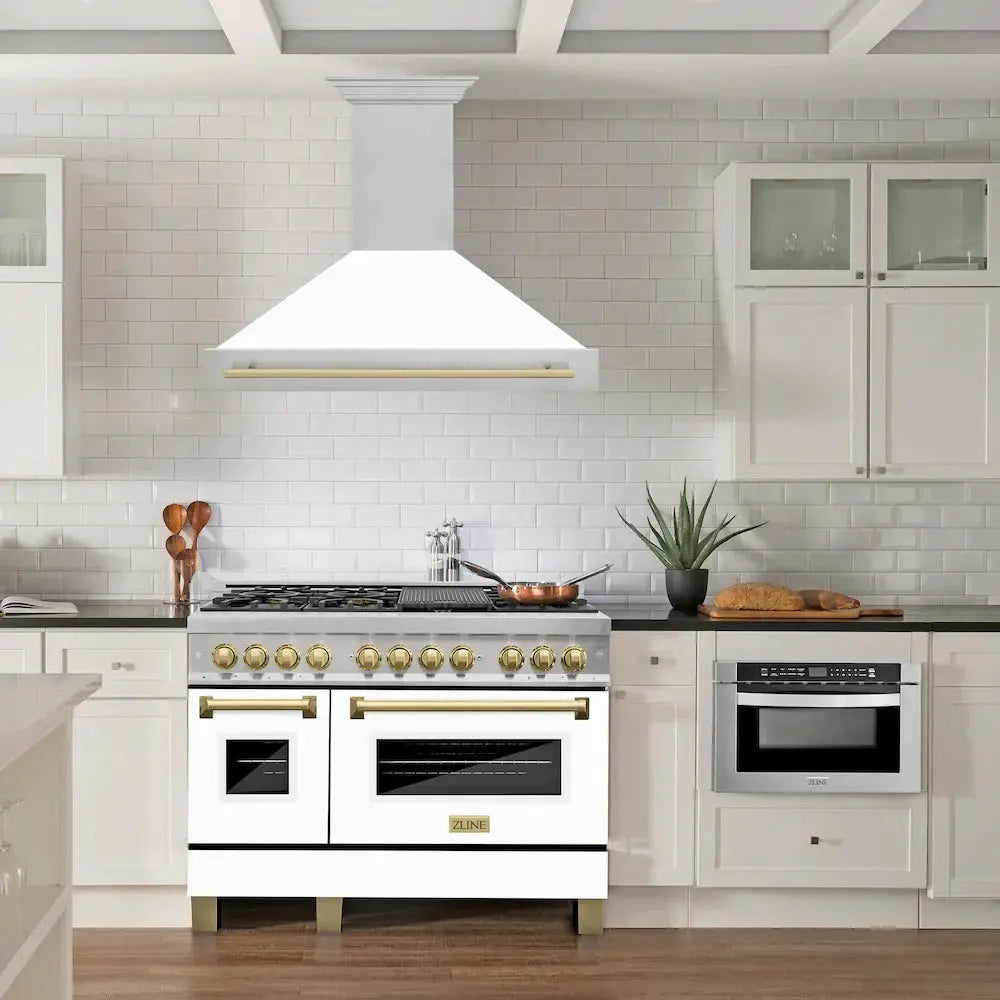 ZLINE 48" Autograph DuraSnow White Range Hood 8654SNZ-WM48-G by Farmhouse Kitchen and Bath