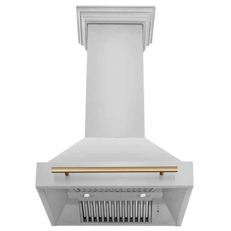 ZLINE 30" Autograph Stainless Wall Range Hood, White, 8654STZ-30-CB by Farmhouse Kitchen and Bath