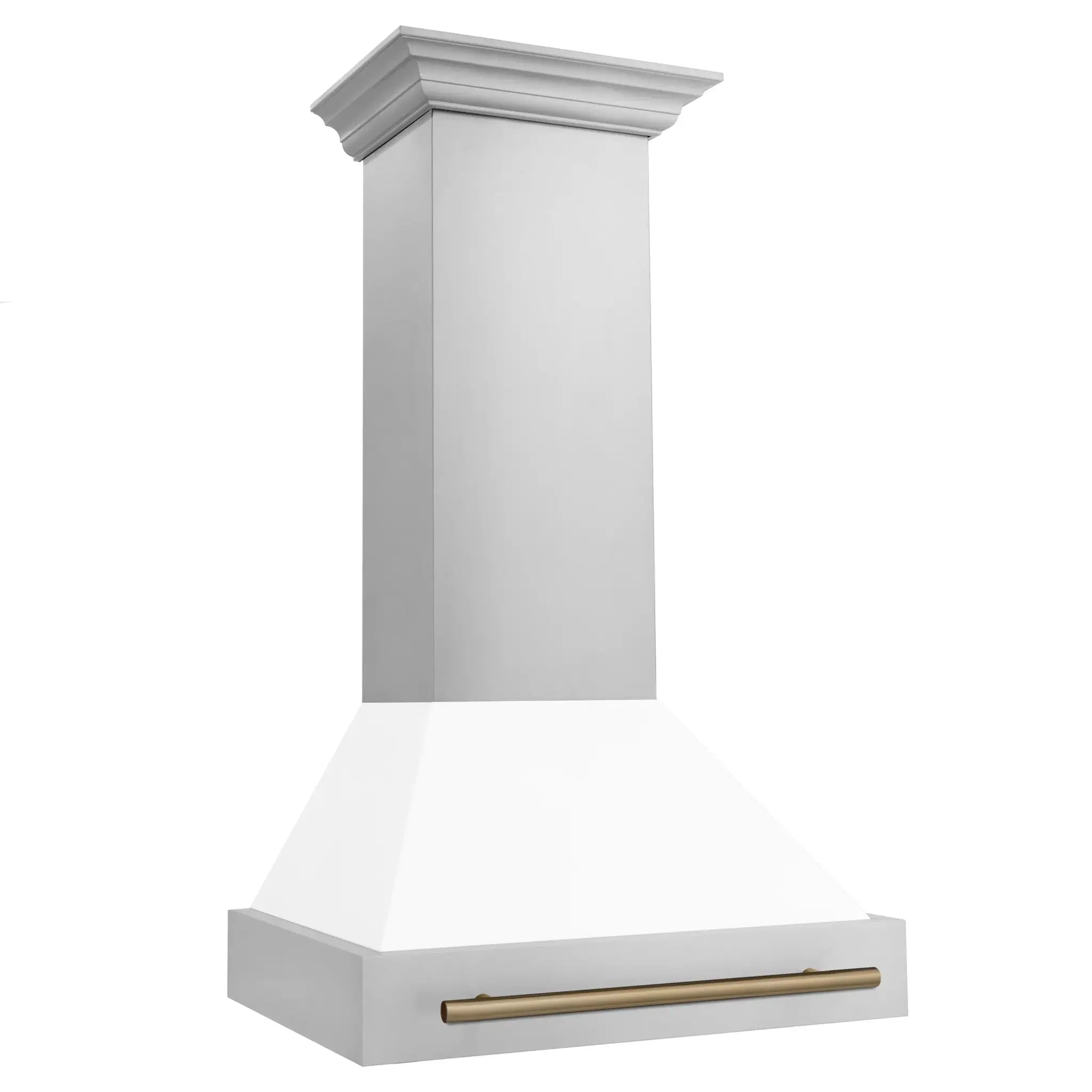 ZLINE 30" Autograph Stainless Wall Range Hood, White, 8654STZ-WM30-CB by Farmhouse Kitchen and Bath