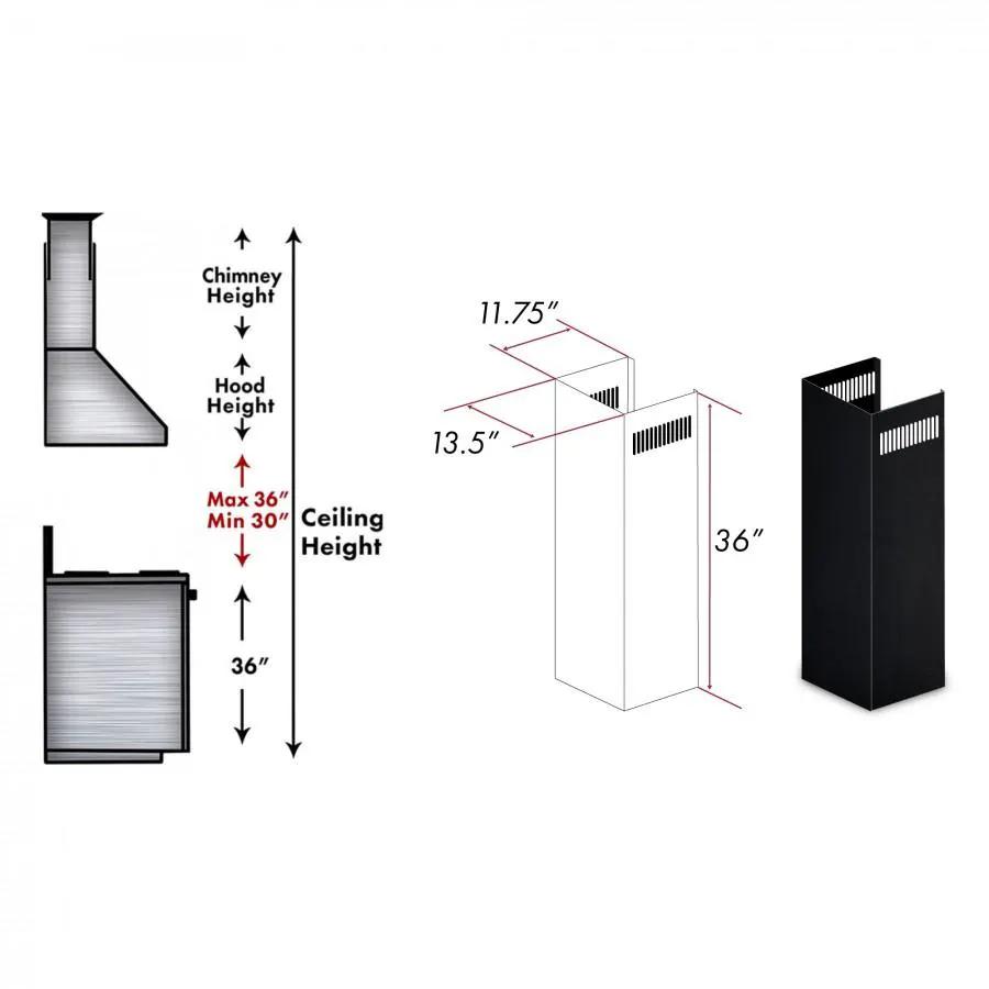 ZLINE 1-36 in. Chimney Extension for 9 ft. to 10 ft. Ceilings ,1PCEXT-BS655N by Farmhouse Kitchen and Bath