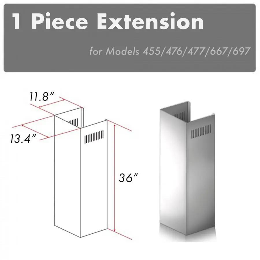 ZLINE 1 Piece Chimney Extension for 10' Ceiling, 1PCEXT-455/476/477/667/697 by Farmhouse Kitchen and Bath