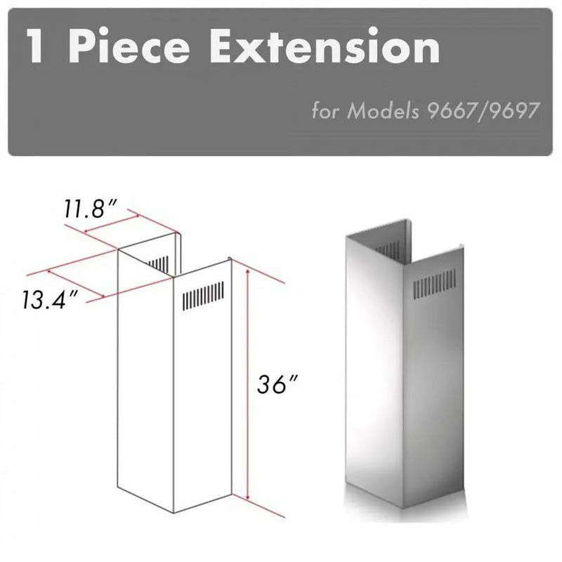 ZLINE 1 Piece Chimney Extension for 10' Ceilings,1PCEXT-9667/9697 by Farmhouse Kitchen and Bath