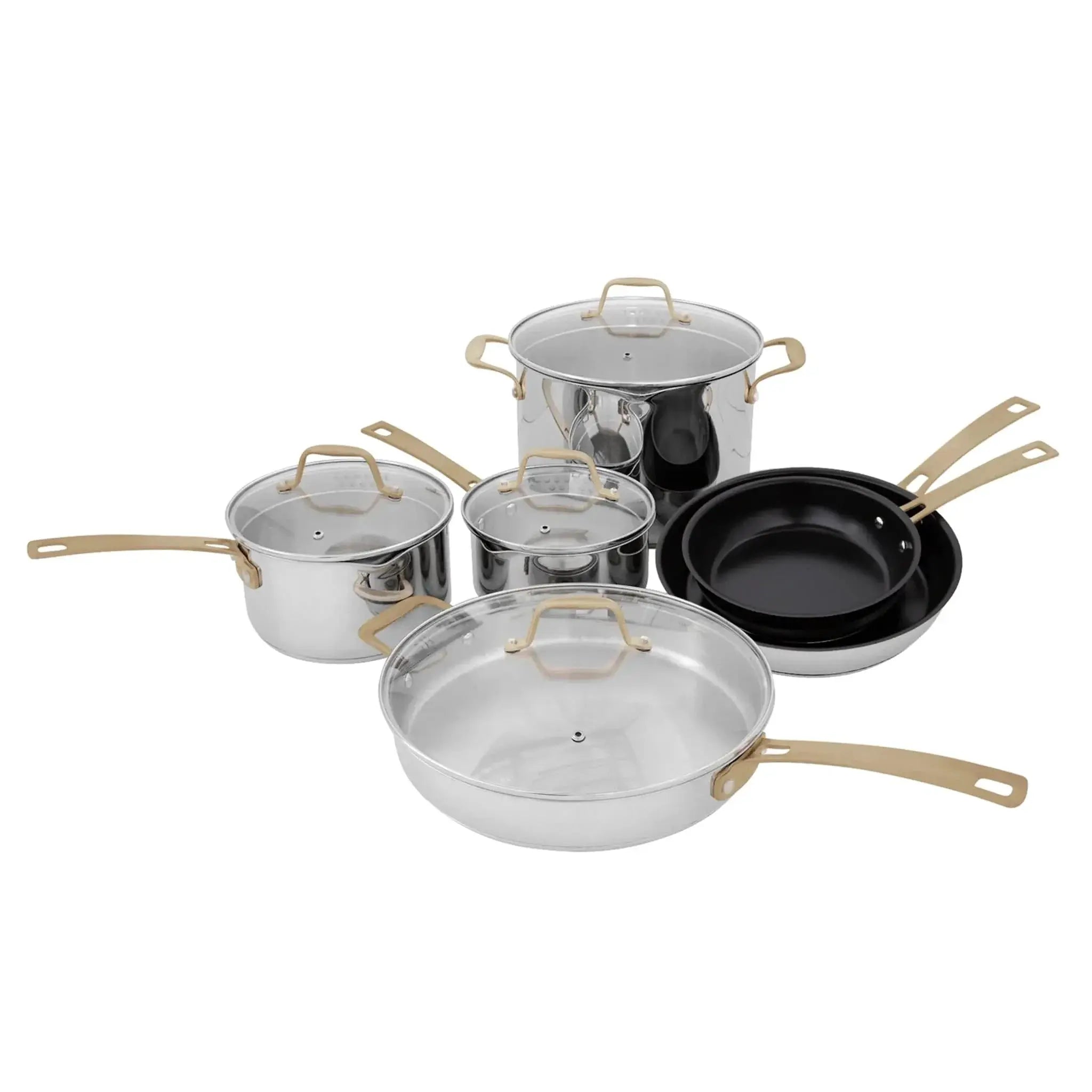 ZLINE 10-Piece Non-Toxic Stainless Steel and Nonstick Ceramic Cookware Set CWSETL-NS-10 by Farmhouse Kitchen and Bath
