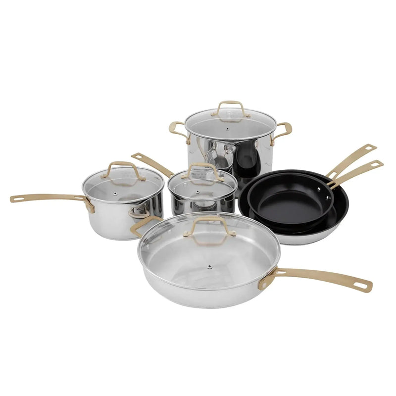ZLINE 10-Piece Non-Toxic Stainless Steel and Nonstick Ceramic Cookware Set CWSETL-NS-10 by Farmhouse Kitchen and Bath