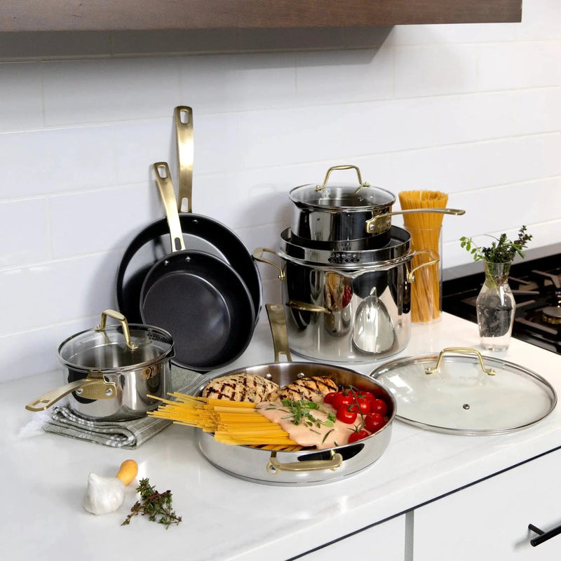 ZLINE 10-Piece Non-Toxic Stainless Steel and Nonstick Ceramic Cookware Set CWSETL-NS-10 by Farmhouse Kitchen and Bath