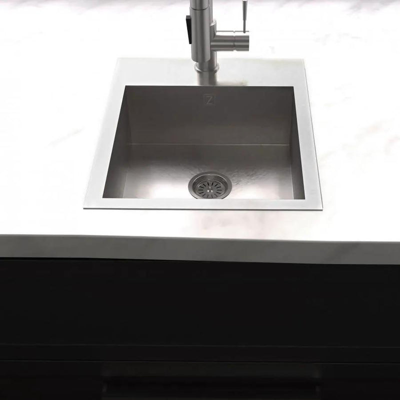 ZLINE 15" Topmount Single Bowl Bar Sink DuraSnow Stainless Steel, STS-15S by Farmhouse Kitchen and Bath