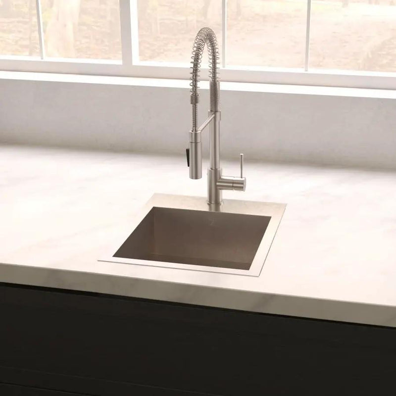 ZLINE 15" Topmount Single Bowl Bar Sink DuraSnow Stainless Steel, STS-15S by Farmhouse Kitchen and Bath