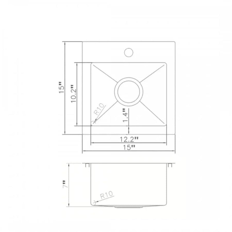 ZLINE 15" Topmount Single Bowl Bar Sink in Stainless Steel, STS-15 by Farmhouse Kitchen and Bath