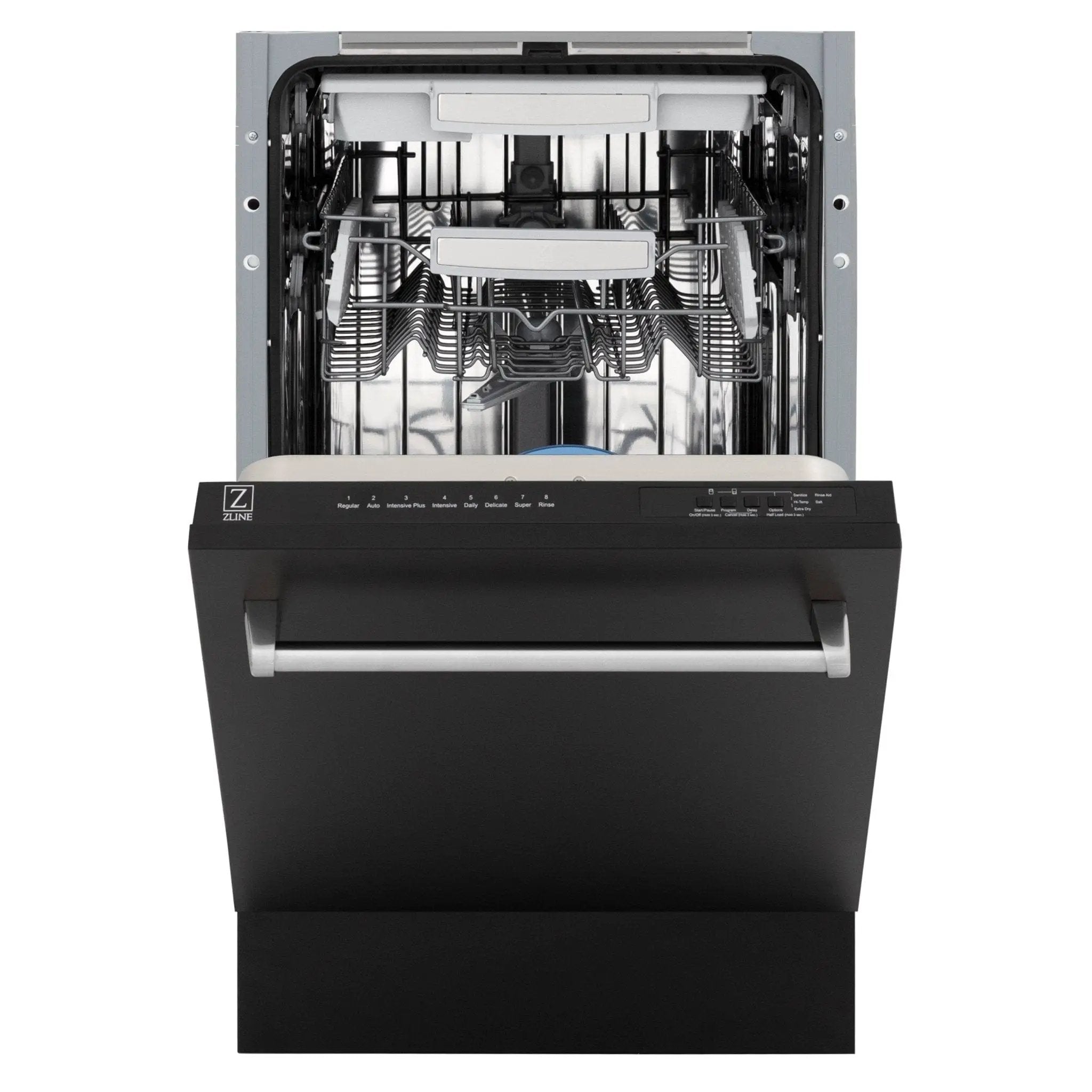 ZLINE 18" Dishwasher in Black matt panel, Stainless Tub, DWV-BLM-18 by Farmhouse Kitchen and Bath