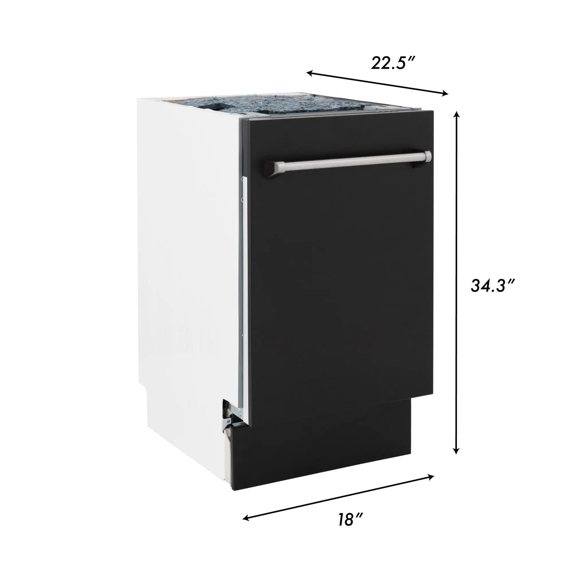 ZLINE 18" Dishwasher in Black matt panel, Stainless Tub, DWV-BLM-18 by Farmhouse Kitchen and Bath