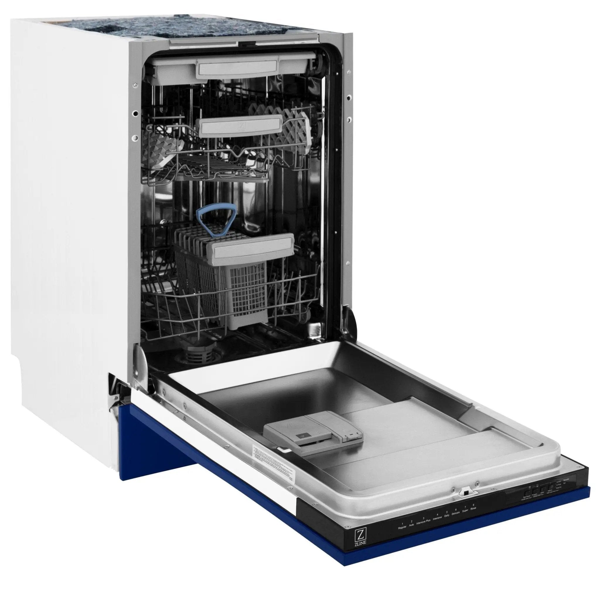 ZLINE 18" Dishwasher in Blue gloss panel, Stainless Tub, DWV-BG-18 by Farmhouse Kitchen and Bath
