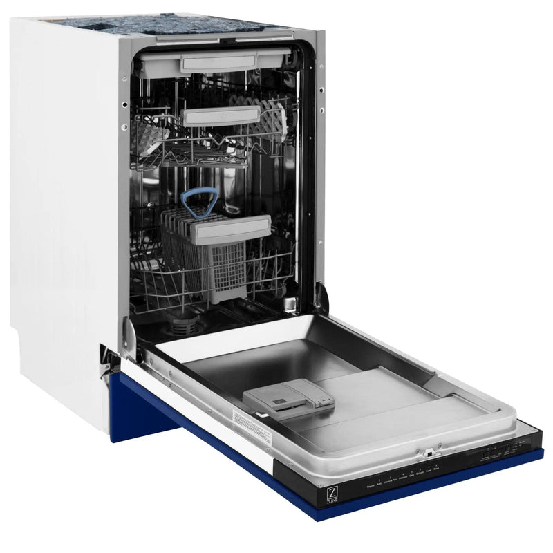 ZLINE 18" Dishwasher in Blue gloss panel, Stainless Tub, DWV-BG-18 by Farmhouse Kitchen and Bath