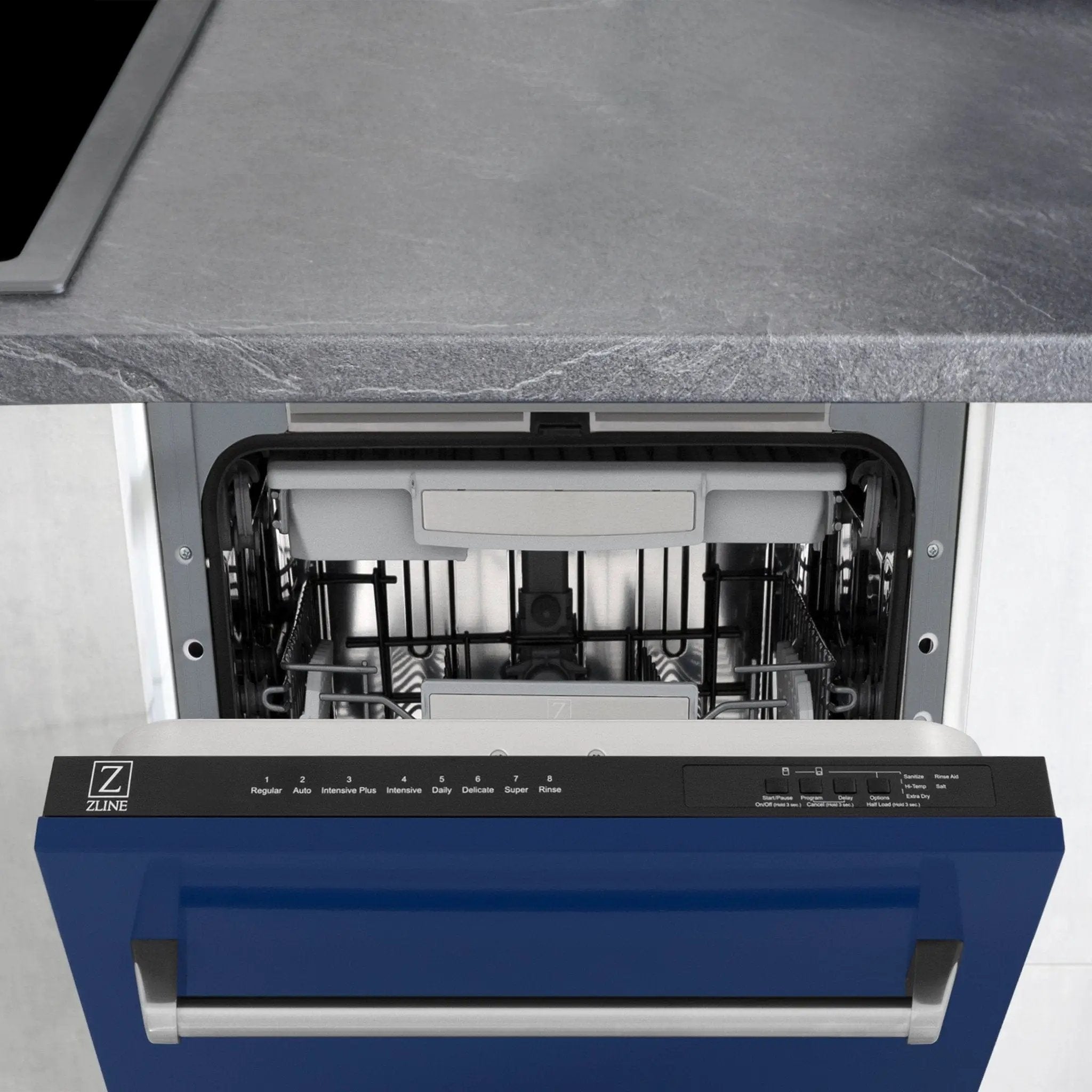 ZLINE 18" Dishwasher in Blue gloss panel, Stainless Tub, DWV-BG-18 by Farmhouse Kitchen and Bath
