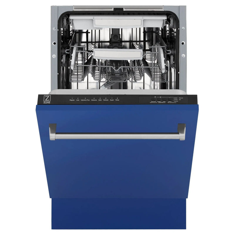 ZLINE 18" Dishwasher in Blue matt panel, Stainless Tub, DWV-BM-18 by Farmhouse Kitchen and Bath