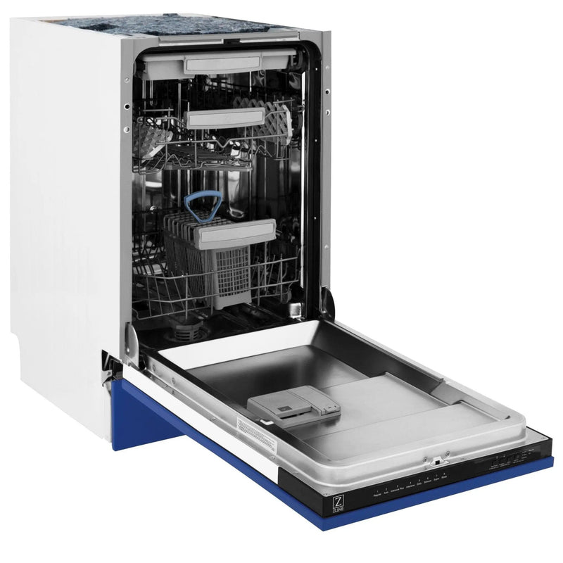 ZLINE 18" Dishwasher in Blue matt panel, Stainless Tub, DWV-BM-18 by Farmhouse Kitchen and Bath