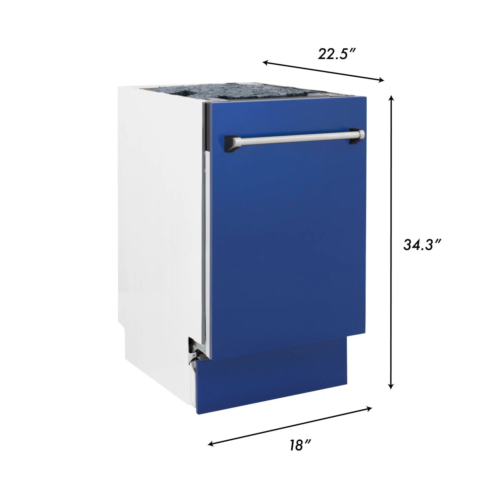ZLINE 18" Dishwasher in Blue matt panel, Stainless Tub, DWV-BM-18 by Farmhouse Kitchen and Bath