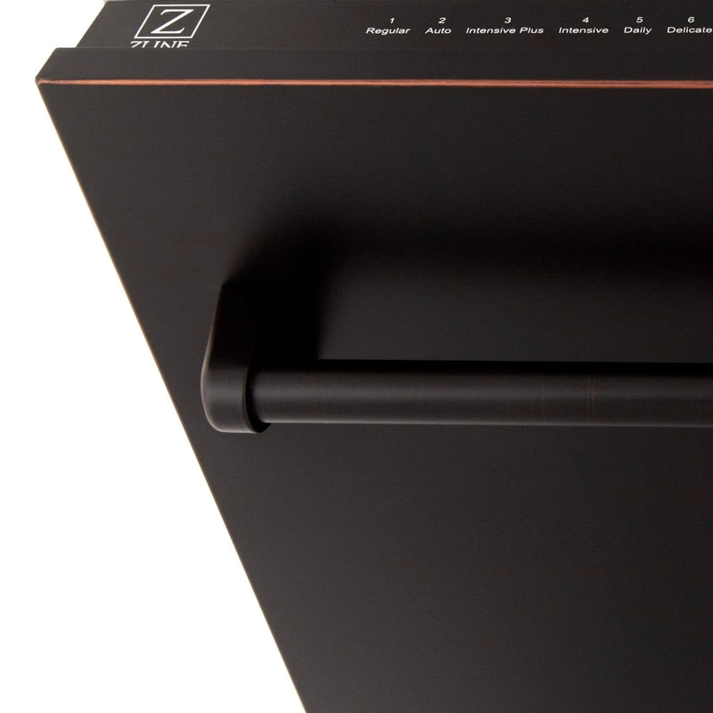 ZLINE 18" Dishwasher, Oil Rubbed Bronze panel, Stainless Tub, DWV-ORB-18 by Farmhouse Kitchen and Bath