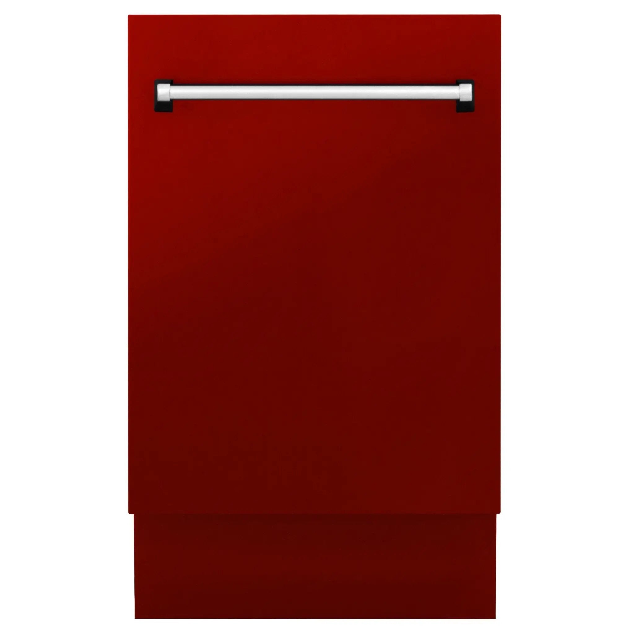 ZLINE 18" Dishwasher, Red Gloss panel, Stainless Tub, DWV-RG-18 by Farmhouse Kitchen and Bath